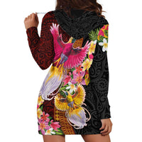 Papua New Guinea Birds and Frangipani Hoodie Dress Melanesian Art Tattoos LT03 - Polynesian Pride