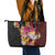 Papua New Guinea Birds and Frangipani Leather Tote Bag Melanesian Art Tattoos - Polynesian Pride
