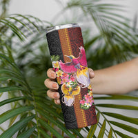 Papua New Guinea Birds and Frangipani Skinny Tumbler Melanesian Art Tattoos LT03 - Polynesian Pride