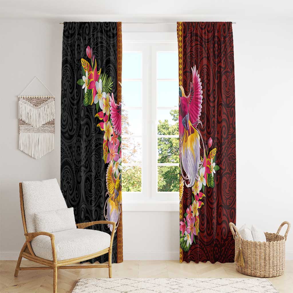 Papua New Guinea Birds and Frangipani Window Curtain Melanesian Art Tattoos - Polynesian Pride