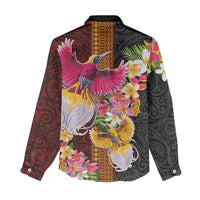 Papua New Guinea Birds and Frangipani Women Casual Shirt Melanesian Art Tattoos LT03 - Polynesian Pride