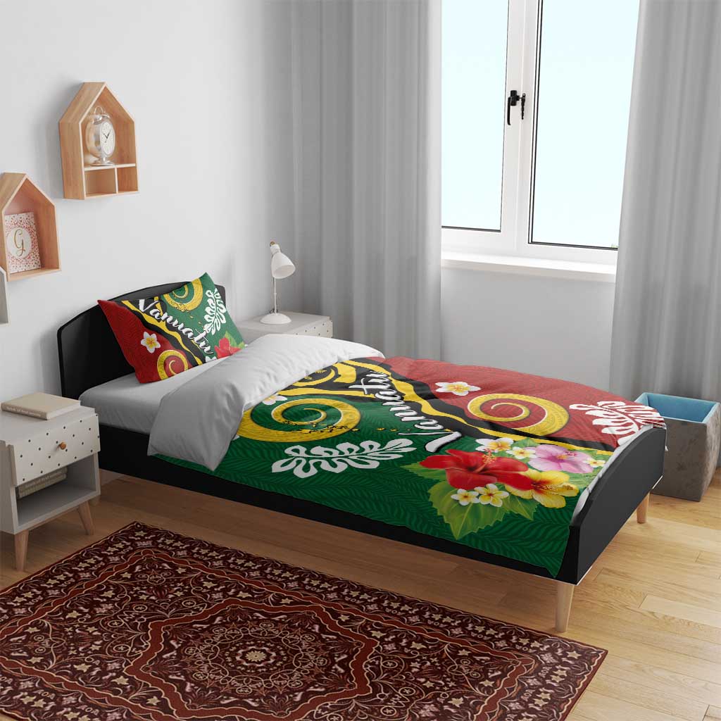 Melanesian Vanuatu Tribal Boar Tusk Bedding Set Tropical Plants and Namele Motifs - Polynesian Pride