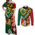 Melanesian Vanuatu Tribal Boar Tusk Couples Matching Off Shoulder Maxi Dress and Long Sleeve Button Shirt Tropical Plants and Namele Motifs - Polynesian Pride