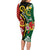 Melanesian Vanuatu Tribal Boar Tusk Family Matching Long Sleeve Bodycon Dress and Hawaiian Shirt Tropical Plants and Namele Motifs - Polynesian Pride