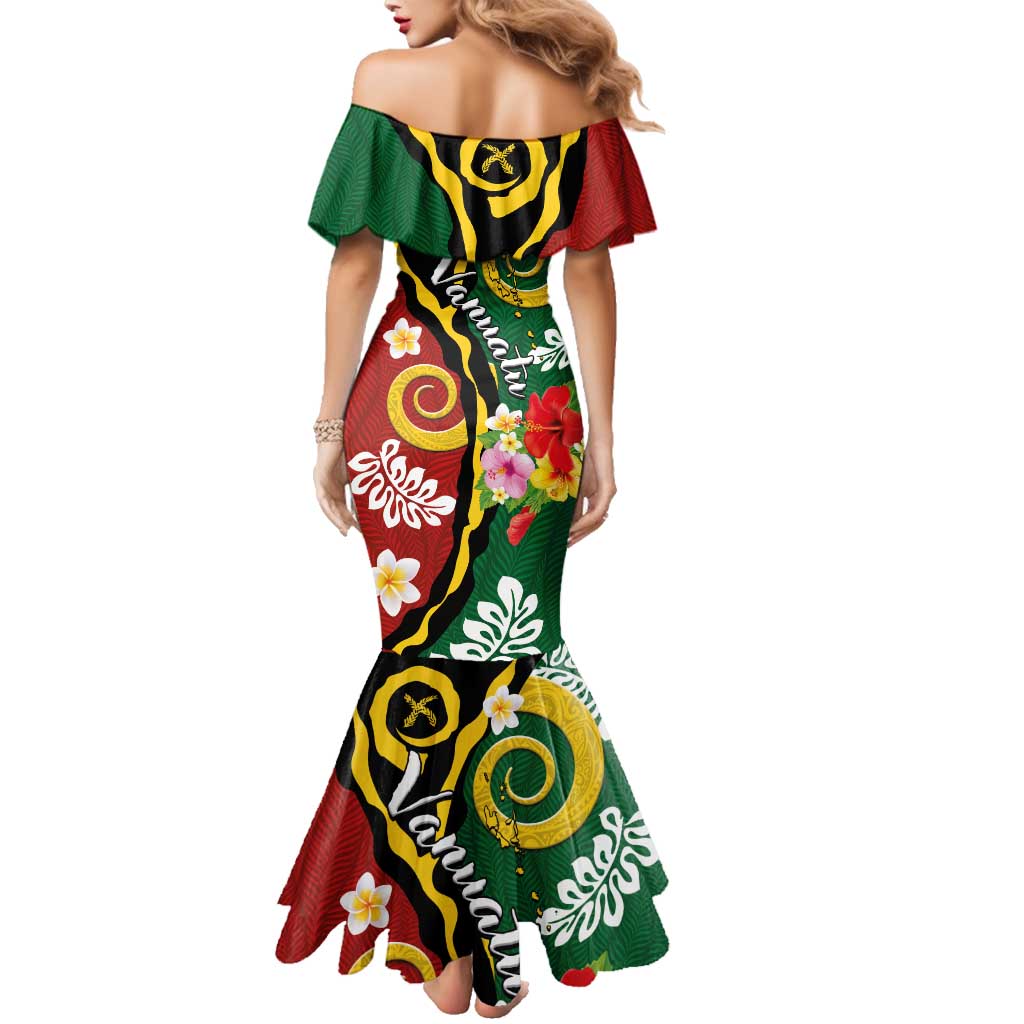 Melanesian Vanuatu Tribal Boar Tusk Family Matching Mermaid Dress and Hawaiian Shirt Tropical Plants and Namele Motifs LT03 - Polynesian Pride