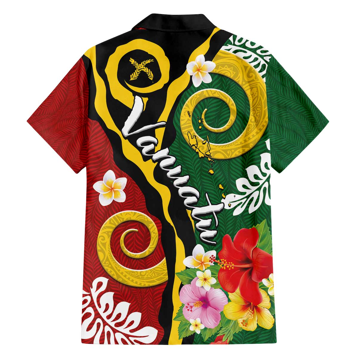 Melanesian Vanuatu Tribal Boar Tusk Family Matching Off The Shoulder Long Sleeve Dress and Hawaiian Shirt Tropical Plants and Namele Motifs LT03 - Polynesian Pride