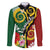 Melanesian Vanuatu Tribal Boar Tusk Family Matching Off The Shoulder Long Sleeve Dress and Hawaiian Shirt Tropical Plants and Namele Motifs - Polynesian Pride