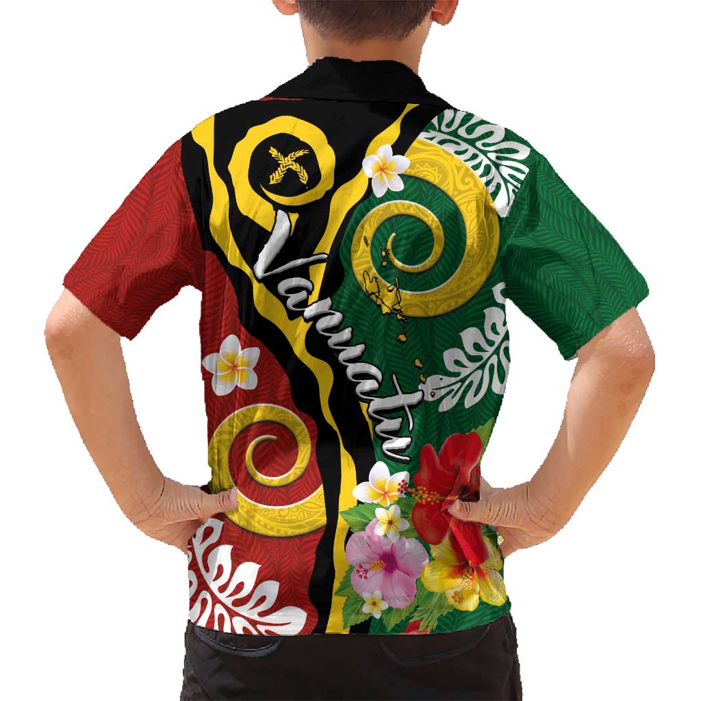 Melanesian Vanuatu Tribal Boar Tusk Family Matching Off Shoulder Short Dress and Hawaiian Shirt Tropical Plants and Namele Motifs LT03 - Polynesian Pride