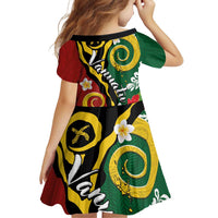 Melanesian Vanuatu Tribal Boar Tusk Family Matching Off Shoulder Short Dress and Hawaiian Shirt Tropical Plants and Namele Motifs LT03 - Polynesian Pride