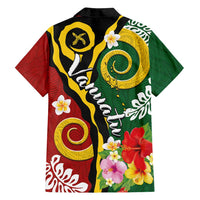Melanesian Vanuatu Tribal Boar Tusk Family Matching Off Shoulder Short Dress and Hawaiian Shirt Tropical Plants and Namele Motifs LT03 - Polynesian Pride