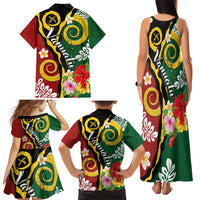 Melanesian Vanuatu Tribal Boar Tusk Family Matching Tank Maxi Dress and Hawaiian Shirt Tropical Plants and Namele Motifs LT03 - Polynesian Pride
