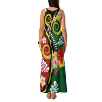 Melanesian Vanuatu Tribal Boar Tusk Family Matching Tank Maxi Dress and Hawaiian Shirt Tropical Plants and Namele Motifs LT03 - Polynesian Pride