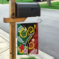 Melanesian Vanuatu Tribal Boar Tusk Garden Flag Tropical Plants and Namele Motifs - Polynesian Pride