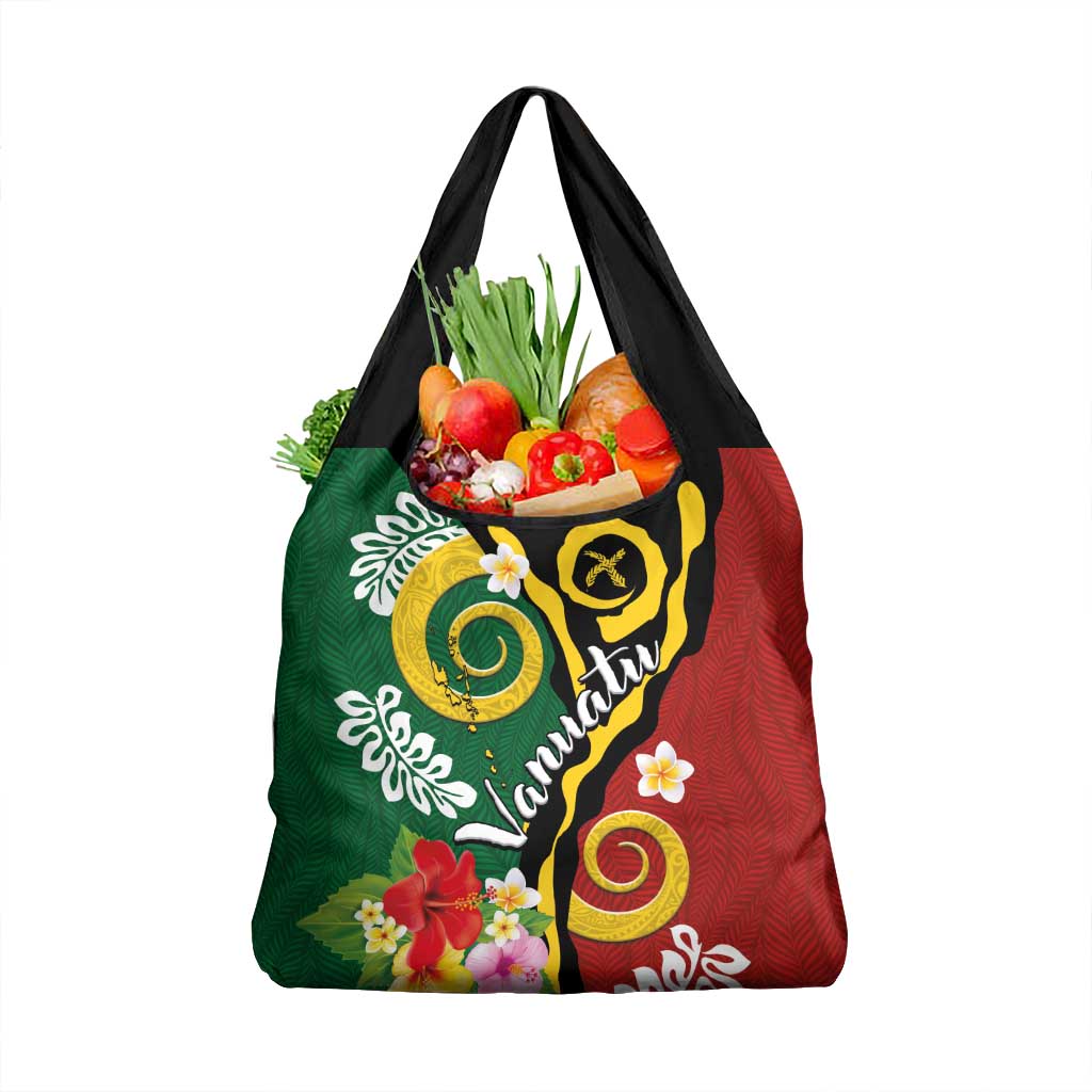 Melanesian Vanuatu Tribal Boar Tusk Grocery Bag Tropical Plants and Namele Motifs - Polynesian Pride