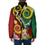 Melanesian Vanuatu Tribal Boar Tusk Padded Jacket Tropical Plants and Namele Motifs - Polynesian Pride