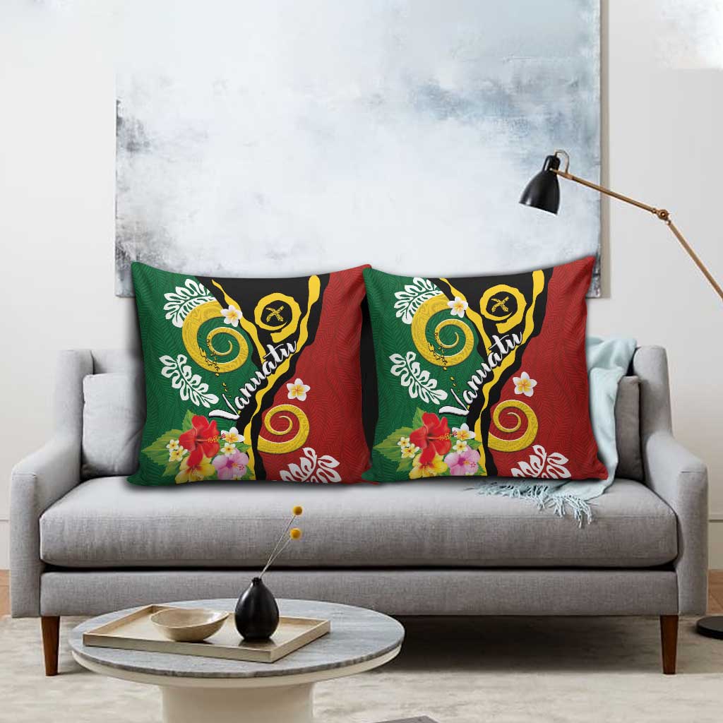 Melanesian Vanuatu Tribal Boar Tusk Pillow Cover Tropical Plants and Namele Motifs - Polynesian Pride
