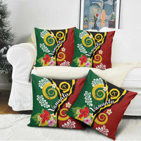 Melanesian Vanuatu Tribal Boar Tusk Pillow Cover Tropical Plants and Namele Motifs - Polynesian Pride