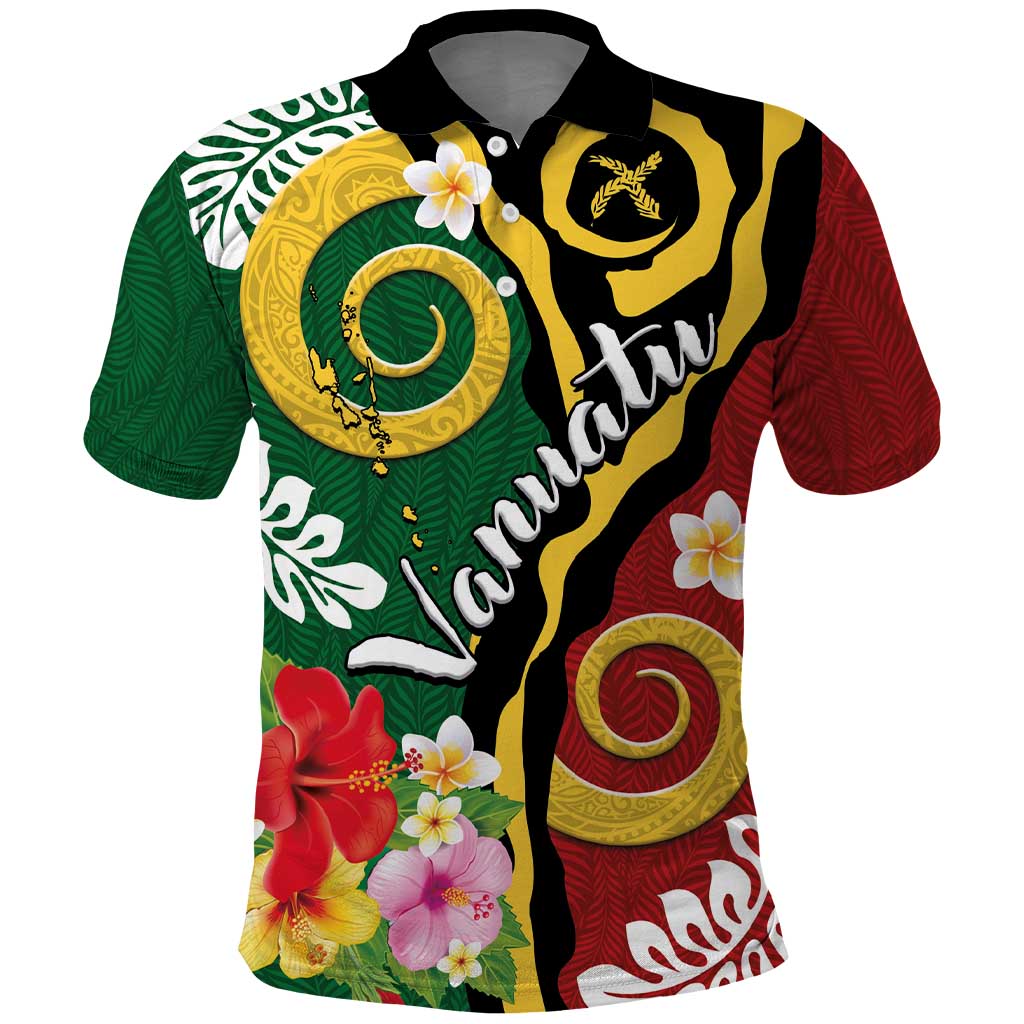 Melanesian Vanuatu Tribal Boar Tusk Polo Shirt Tropical Plants and Namele Motifs - Polynesian Pride