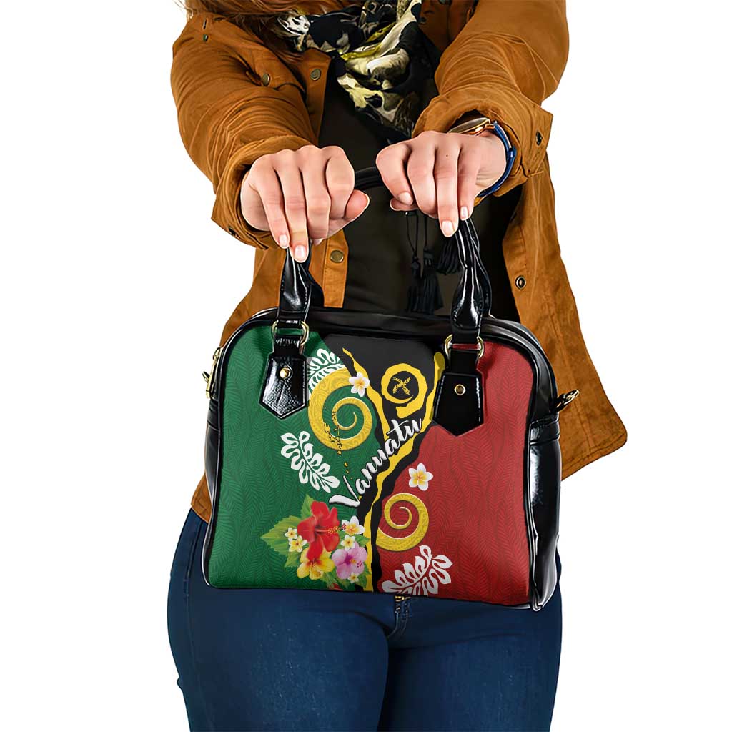 Melanesian Vanuatu Tribal Boar Tusk Shoulder Handbag Tropical Plants and Namele Motifs - Polynesian Pride