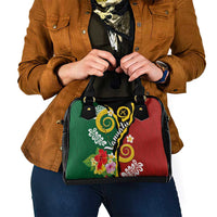 Melanesian Vanuatu Tribal Boar Tusk Shoulder Handbag Tropical Plants and Namele Motifs - Polynesian Pride
