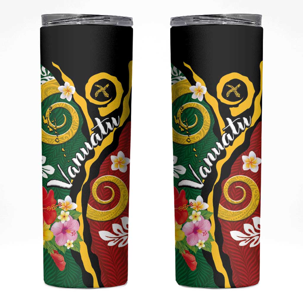 Melanesian Vanuatu Tribal Boar Tusk Skinny Tumbler Tropical Plants and Namele Motifs LT03 Green - Polynesian Pride