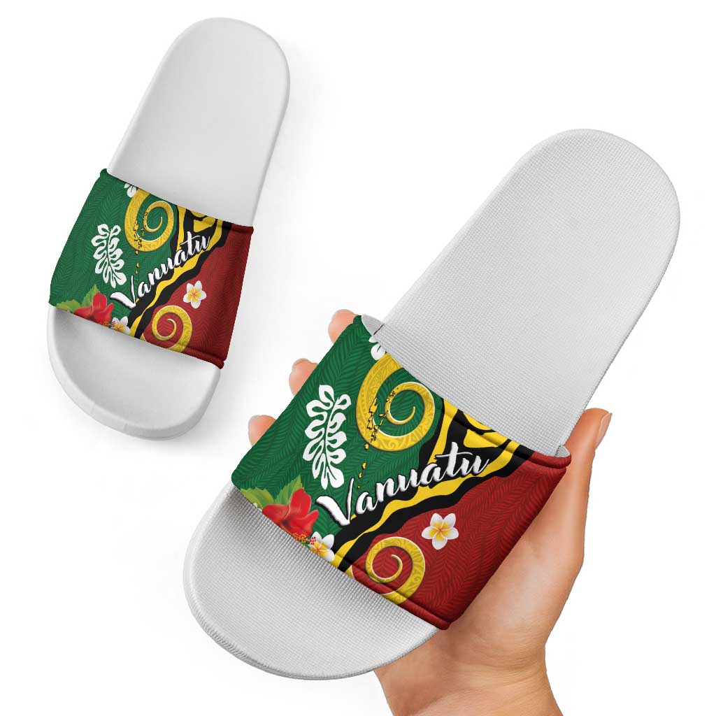 Melanesian Vanuatu Tribal Boar Tusk Slide Sandals Tropical Plants and Namele Motifs - Polynesian Pride