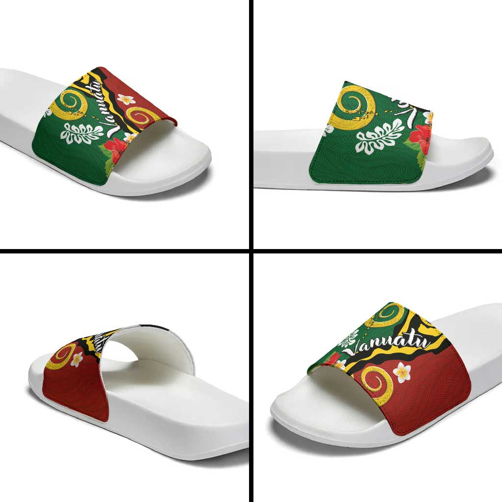 Melanesian Vanuatu Tribal Boar Tusk Slide Sandals Tropical Plants and Namele Motifs - Polynesian Pride