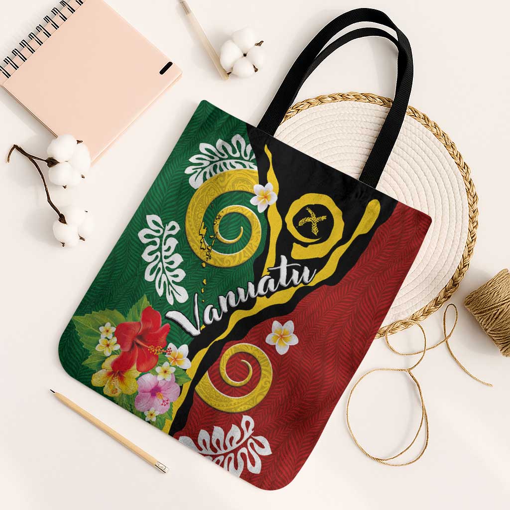 Melanesian Vanuatu Tribal Boar Tusk Tote Bag Tropical Plants and Namele Motifs - Polynesian Pride