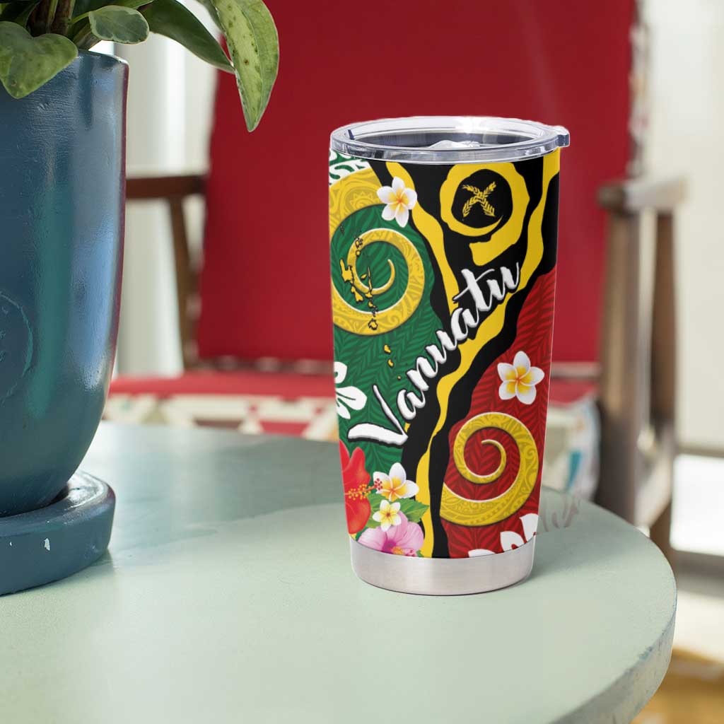 Melanesian Vanuatu Tribal Boar Tusk Tumbler Cup Tropical Plants and Namele Motifs - Polynesian Pride