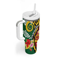 Melanesian Vanuatu Tribal Boar Tusk Tumbler With Handle Tropical Plants and Namele Motifs - Polynesian Pride
