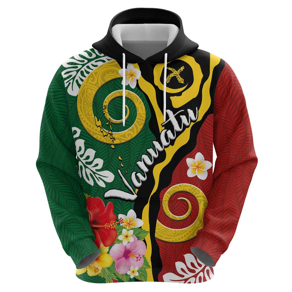 Melanesian Vanuatu Tribal Boar Tusk Zip Hoodie Tropical Plants and Namele Motifs - Polynesian Pride