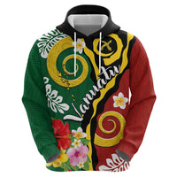 Melanesian Vanuatu Tribal Boar Tusk Zip Hoodie Tropical Plants and Namele Motifs - Polynesian Pride