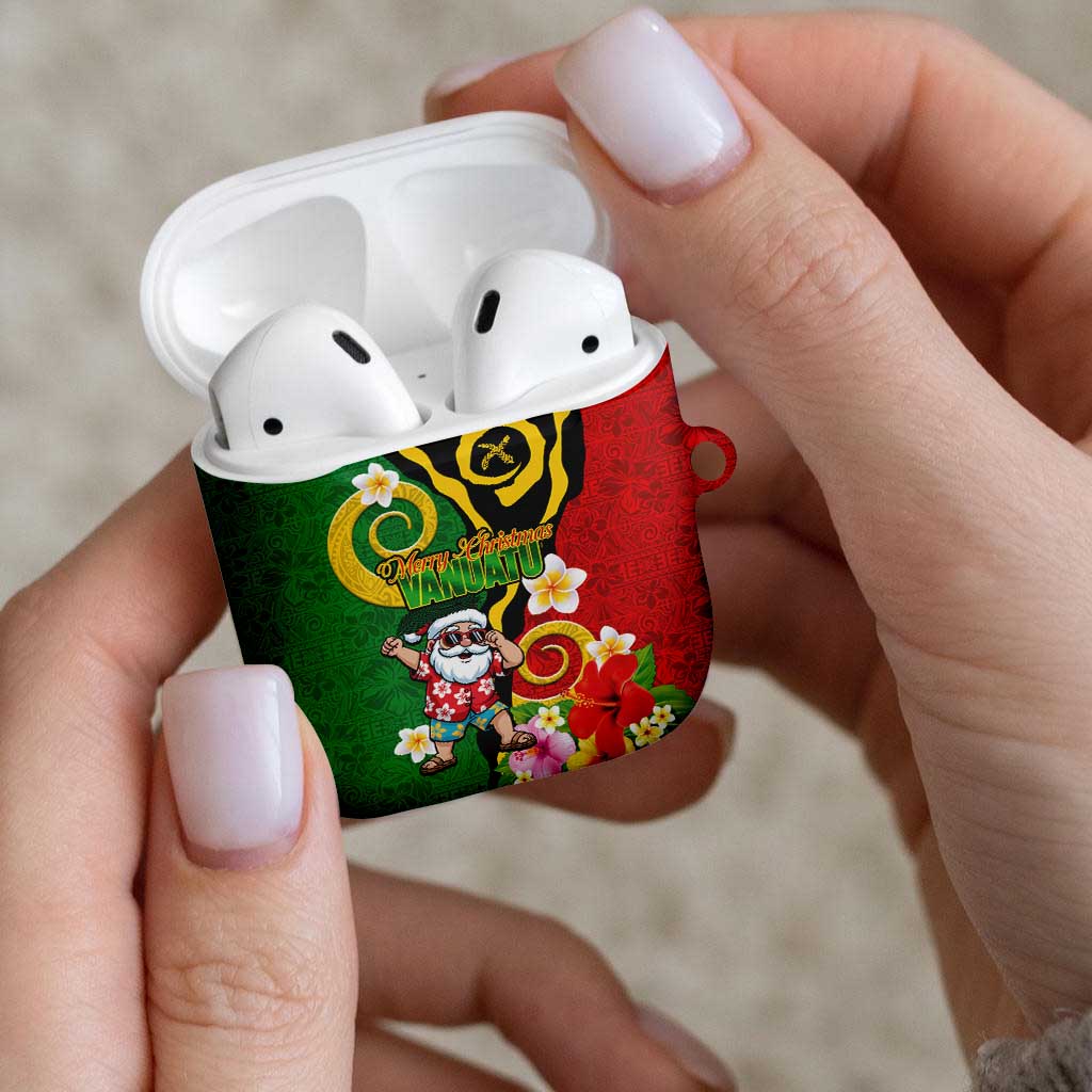Vanuatu Christmas AirPods Case Funny Santa with Namele and Boar Tusk Tribal - Polynesian Pride