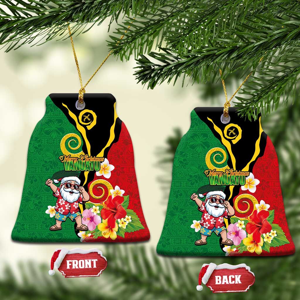 Vanuatu Christmas Ceramic Ornament Funny Santa with Namele and Boar Tusk Tribal - Polynesian Pride