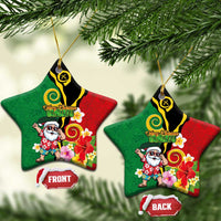 Vanuatu Christmas Ceramic Ornament Funny Santa with Namele and Boar Tusk Tribal - Polynesian Pride