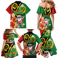 Vanuatu Christmas Family Matching Mermaid Dress and Hawaiian Shirt Funny Santa with Namele and Boar Tusk Tribal LT03 - Polynesian Pride