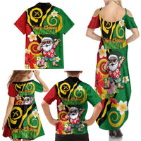 Vanuatu Christmas Family Matching Summer Maxi Dress and Hawaiian Shirt Funny Santa with Namele and Boar Tusk Tribal LT03 - Polynesian Pride