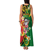 Vanuatu Christmas Family Matching Tank Maxi Dress and Hawaiian Shirt Funny Santa with Namele and Boar Tusk Tribal LT03 - Polynesian Pride