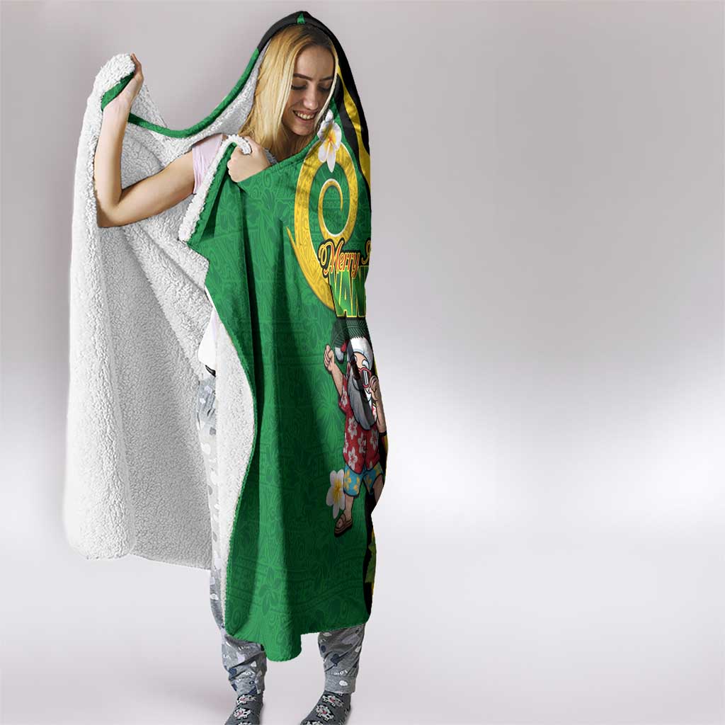Vanuatu Christmas Hooded Blanket Funny Santa with Namele and Boar Tusk Tribal - Polynesian Pride