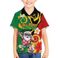 Vanuatu Christmas Kid Hawaiian Shirt Funny Santa with Namele and Boar Tusk Tribal - Polynesian Pride