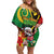 Vanuatu Christmas Off Shoulder Short Dress Funny Santa with Namele and Boar Tusk Tribal - Polynesian Pride