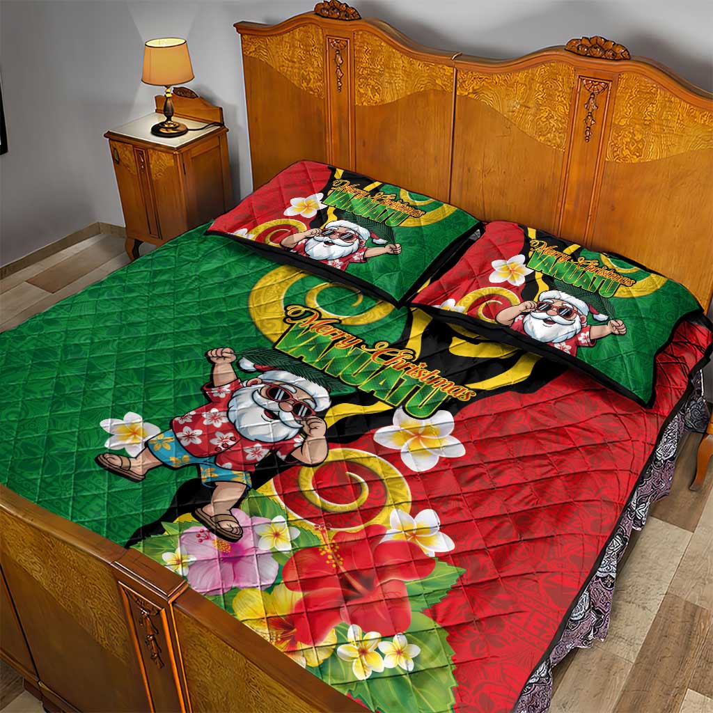 Vanuatu Christmas Quilt Bed Set Funny Santa with Namele and Boar Tusk Tribal - Polynesian Pride