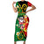 Vanuatu Christmas Short Sleeve Bodycon Dress Funny Santa with Namele and Boar Tusk Tribal - Polynesian Pride