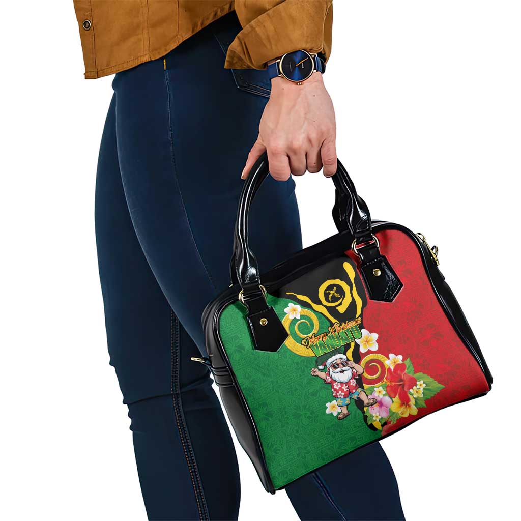 Vanuatu Christmas Shoulder Handbag Funny Santa with Namele and Boar Tusk Tribal - Polynesian Pride