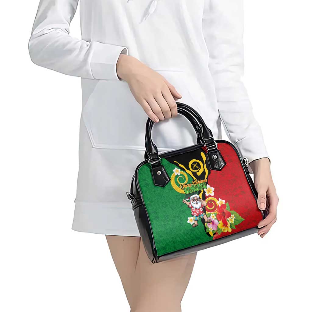 Vanuatu Christmas Shoulder Handbag Funny Santa with Namele and Boar Tusk Tribal - Polynesian Pride