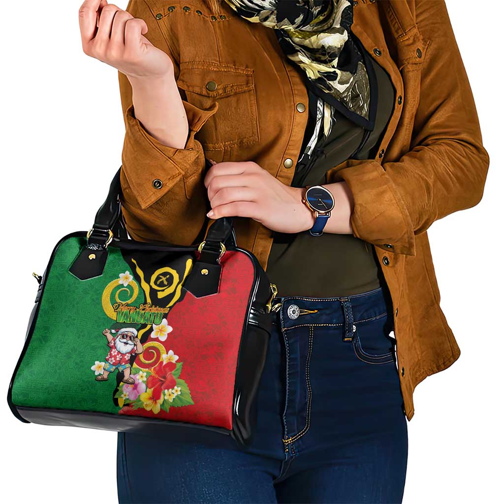 Vanuatu Christmas Shoulder Handbag Funny Santa with Namele and Boar Tusk Tribal - Polynesian Pride