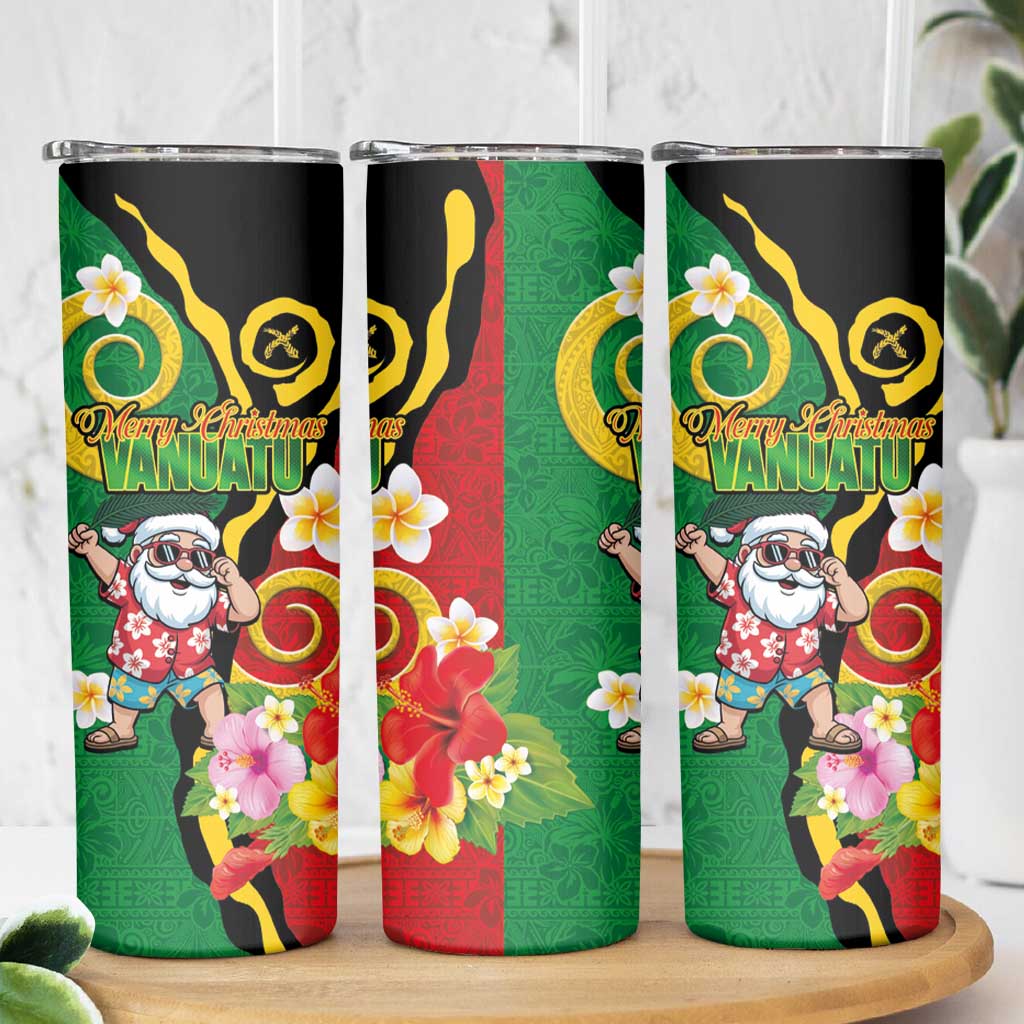 Vanuatu Christmas Skinny Tumbler Funny Santa with Namele and Boar Tusk Tribal LT03 - Polynesian Pride