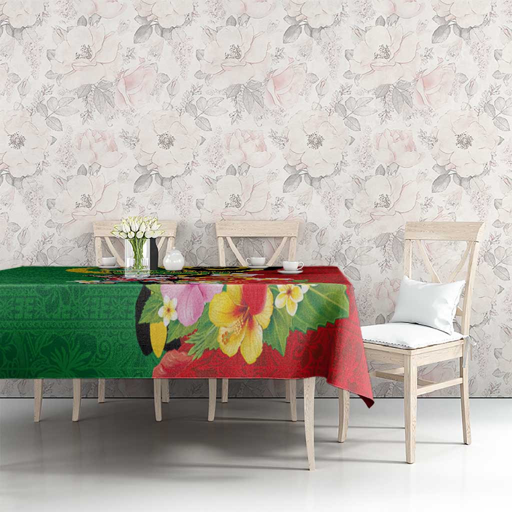 Vanuatu Christmas Tablecloth Funny Santa with Namele and Boar Tusk Tribal - Polynesian Pride