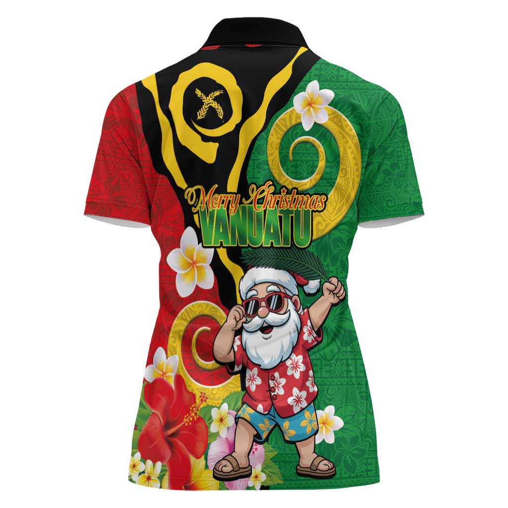 Vanuatu Christmas Women Polo Shirt Funny Santa with Namele and Boar Tusk Tribal LT03 - Polynesian Pride