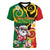 Vanuatu Christmas Women V-Neck T-Shirt Funny Santa with Namele and Boar Tusk Tribal - Polynesian Pride